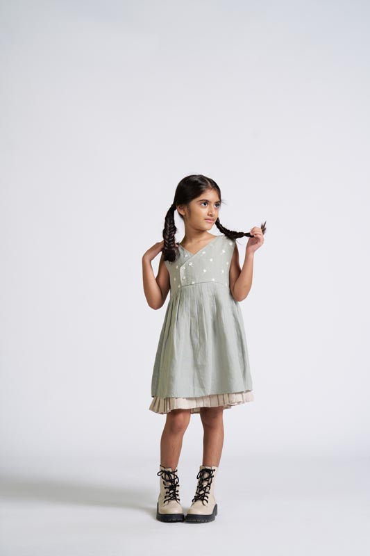 Mint Green Embroidered Yoke Dress - Chi Linen