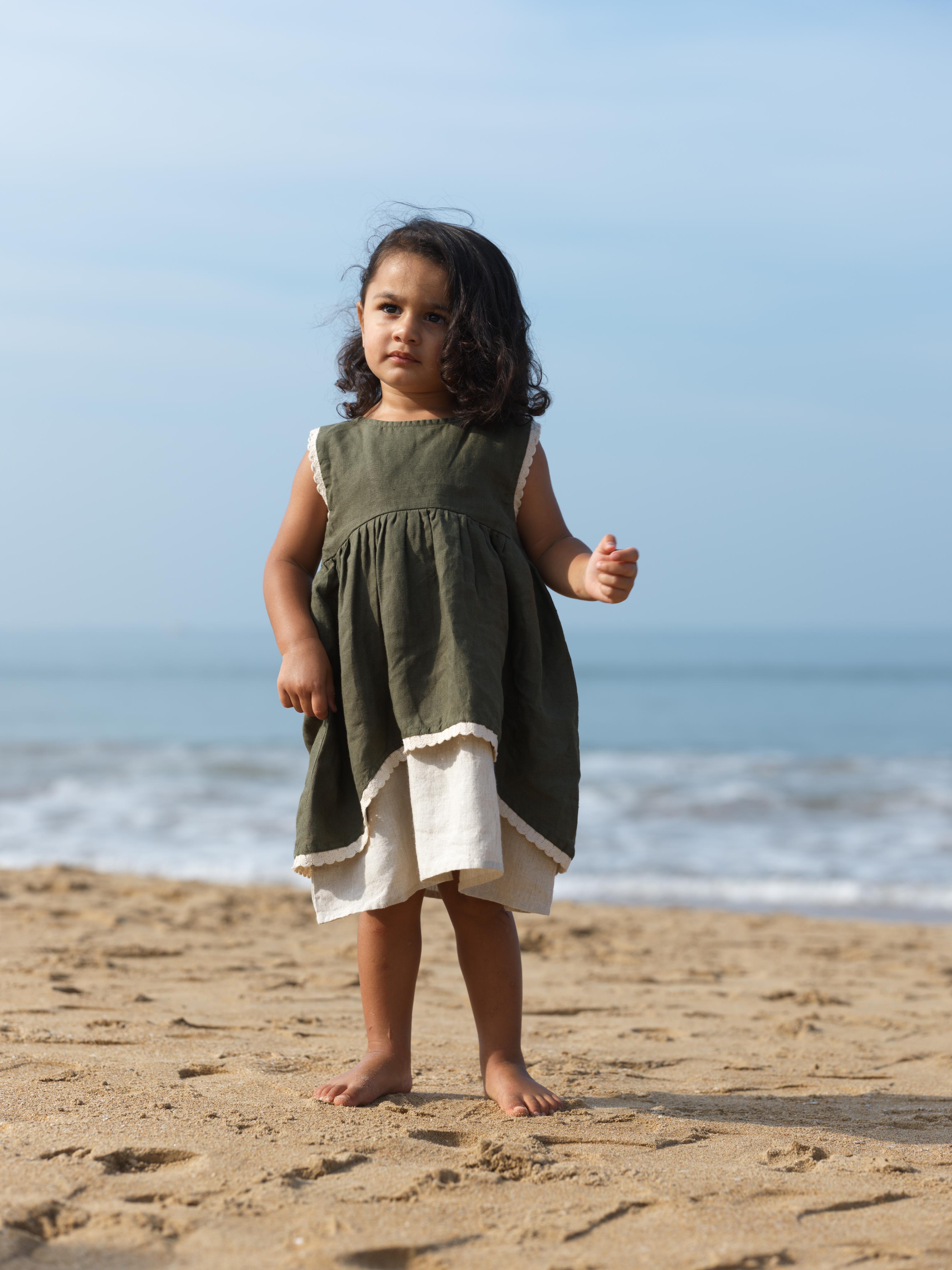 linen dress girls Girls linen dress in burnt orange OffOn