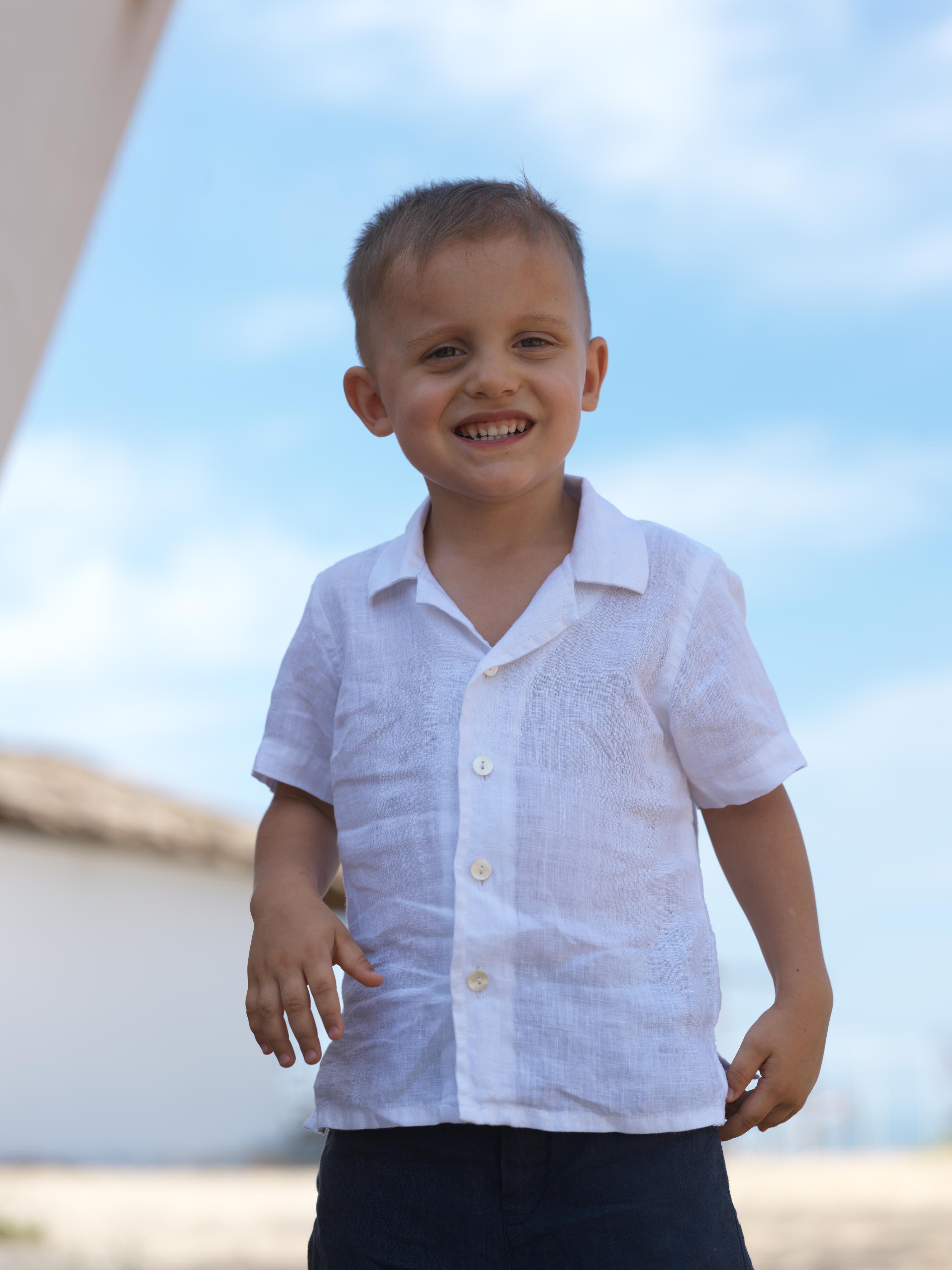 Boys Cuban Collar Shirt White