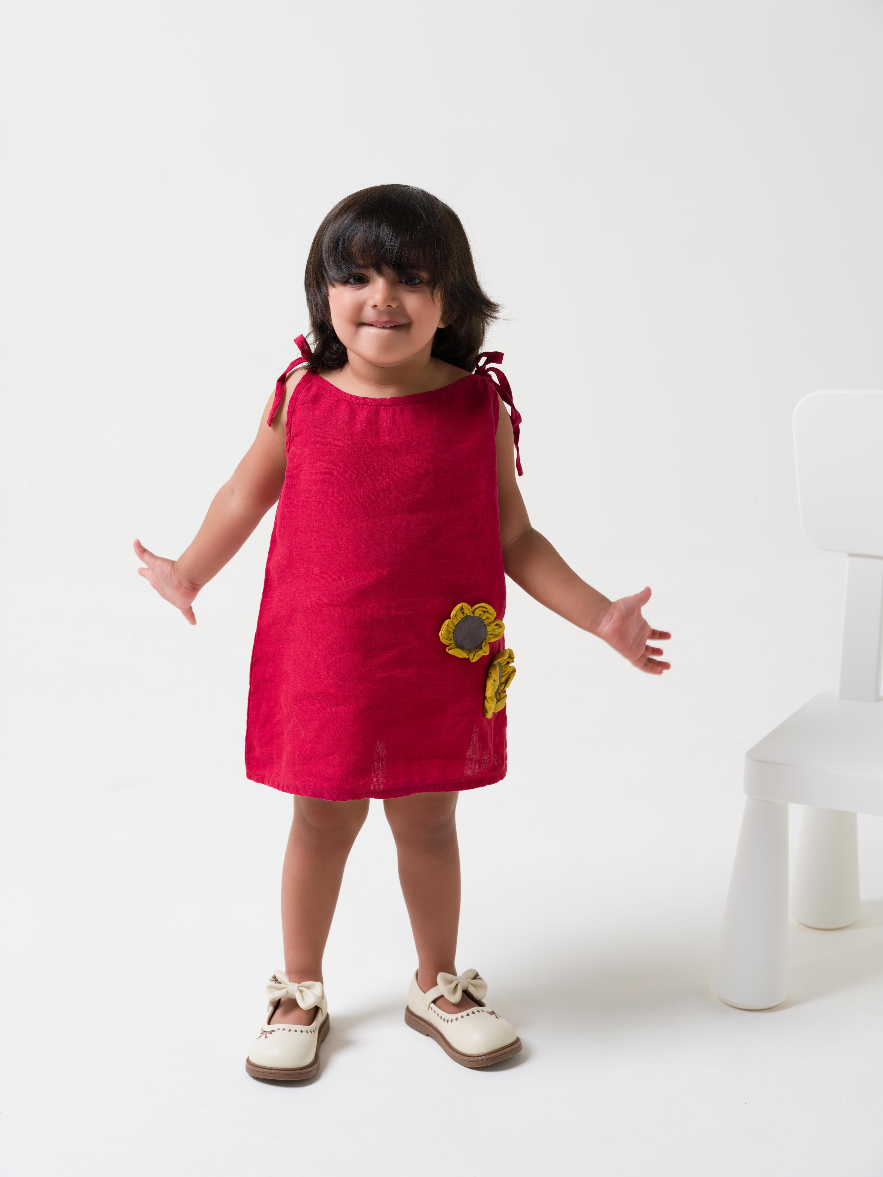 Cherry Tie-Up Shoulder Flower Frock