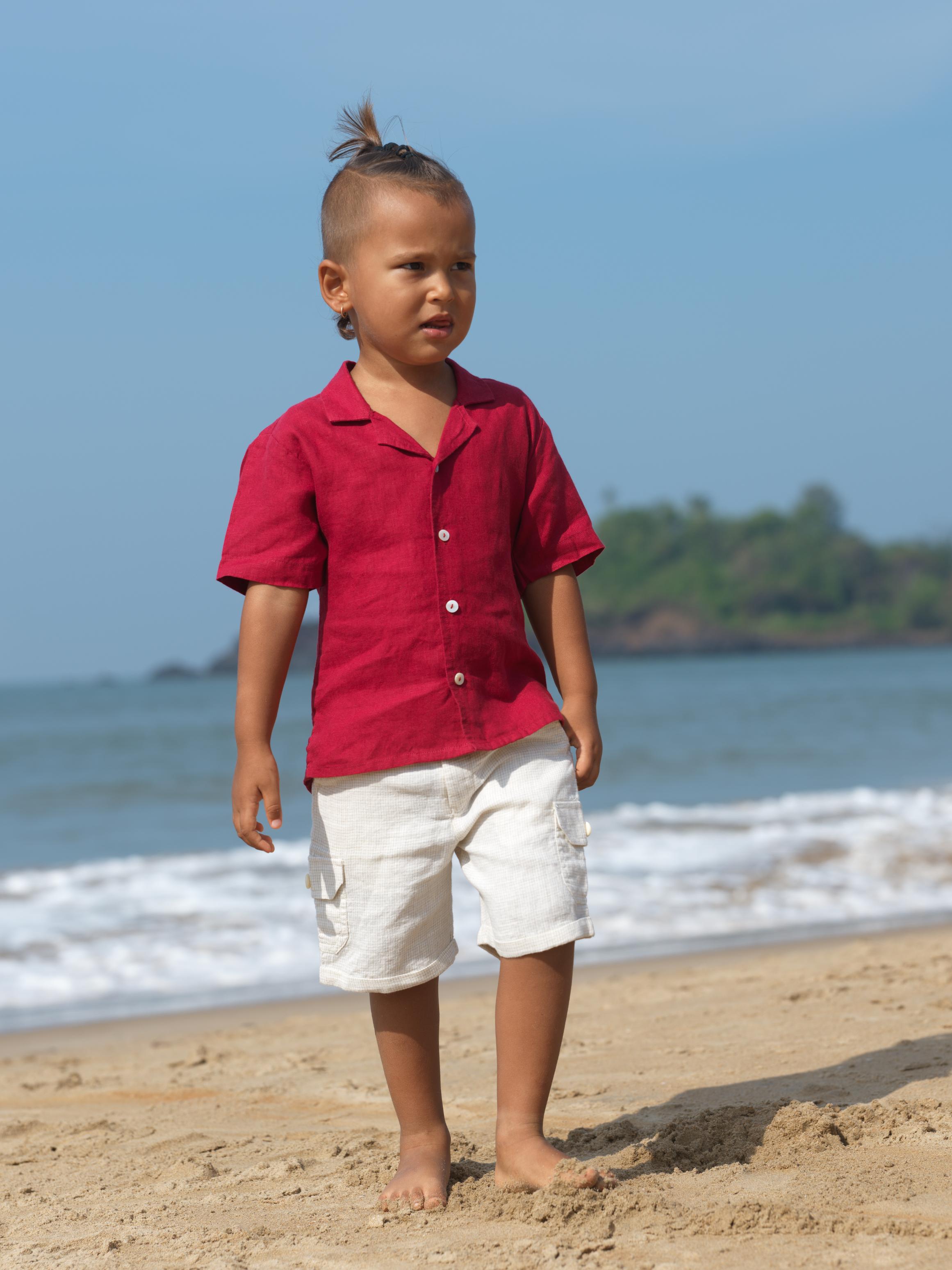 Boys Cargo Shorts Ivory Check