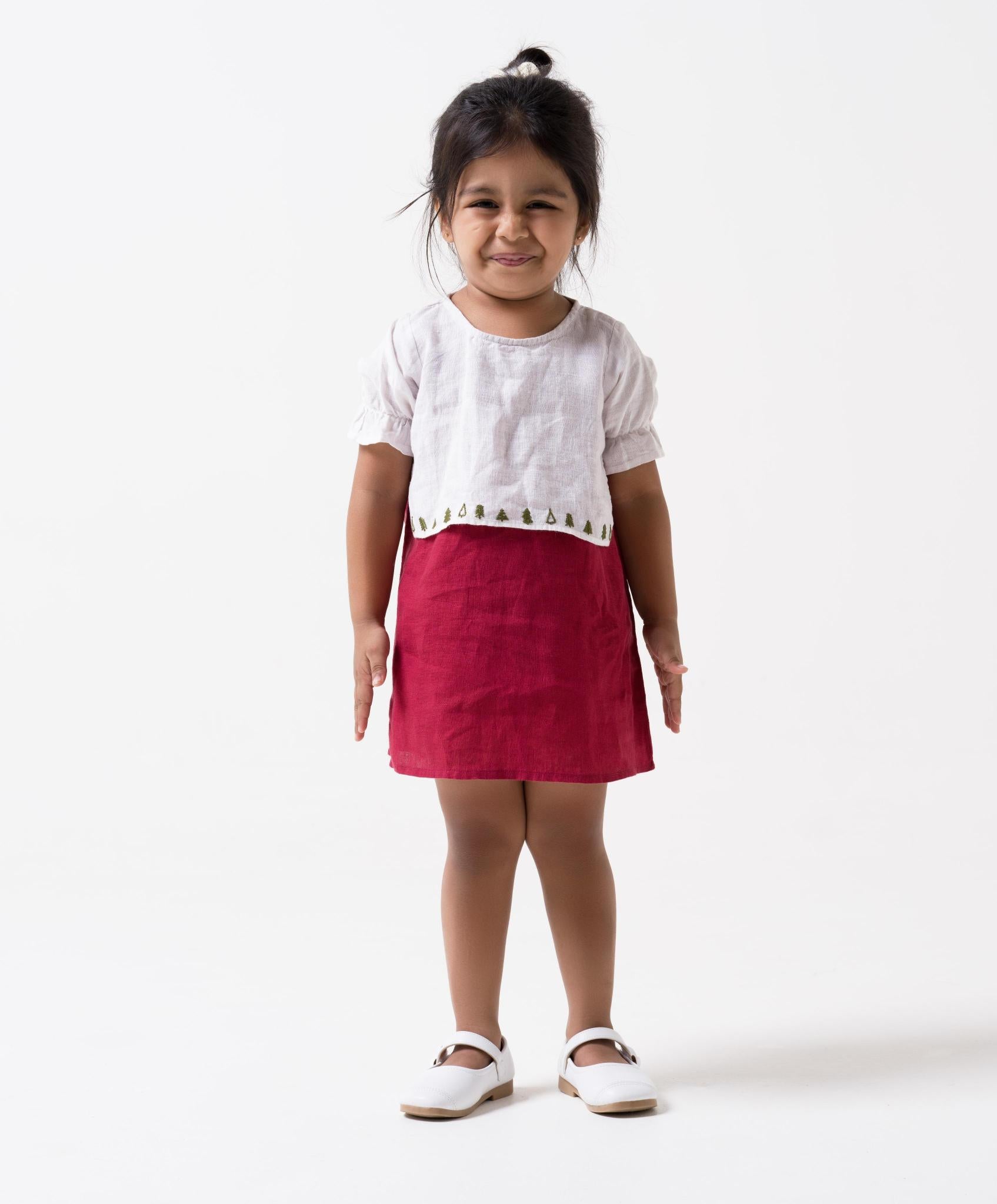 Hand-Embroidered 2 Layer Puff Sleeve Dress