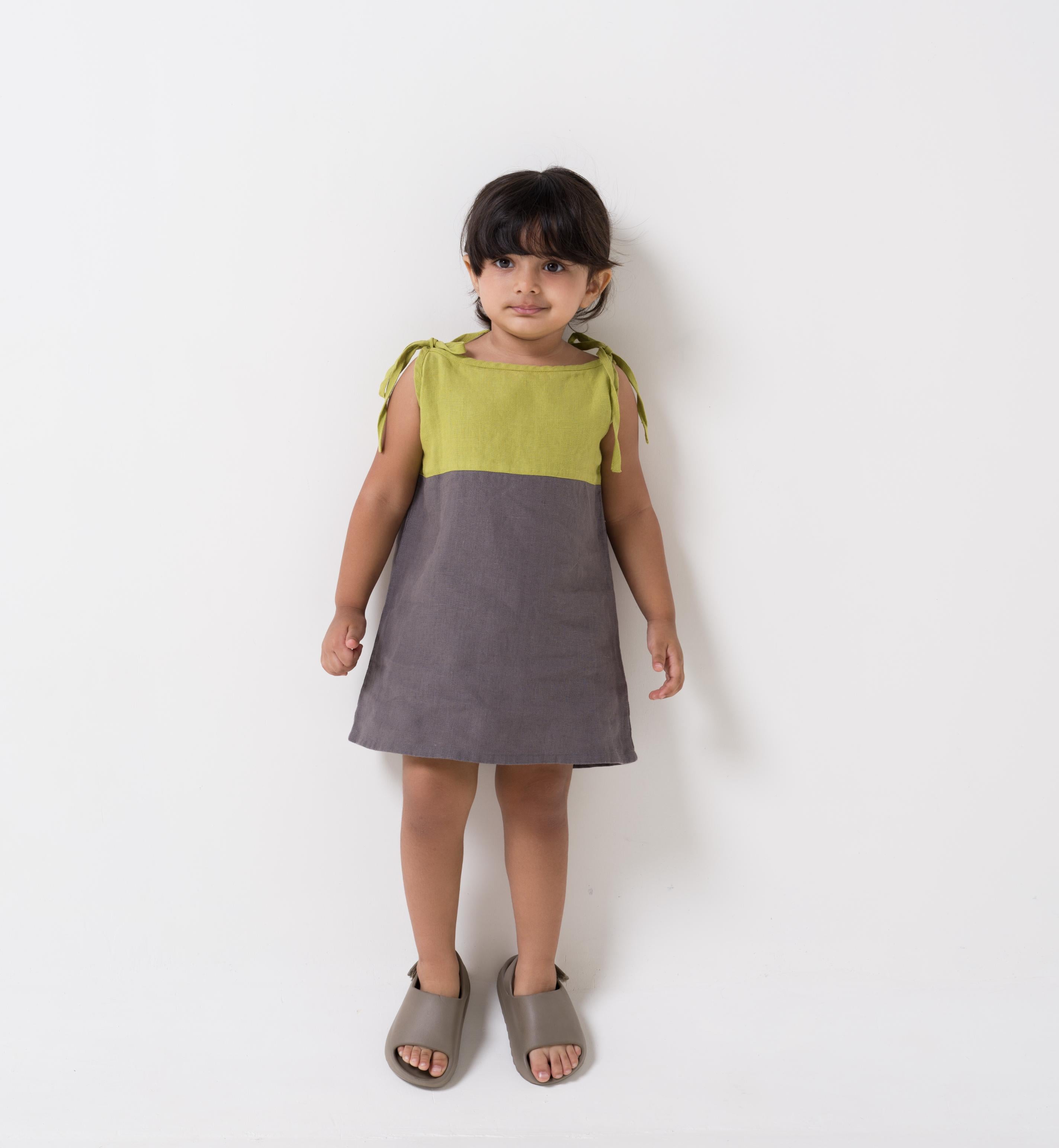 2 Colours Tie-up Frock