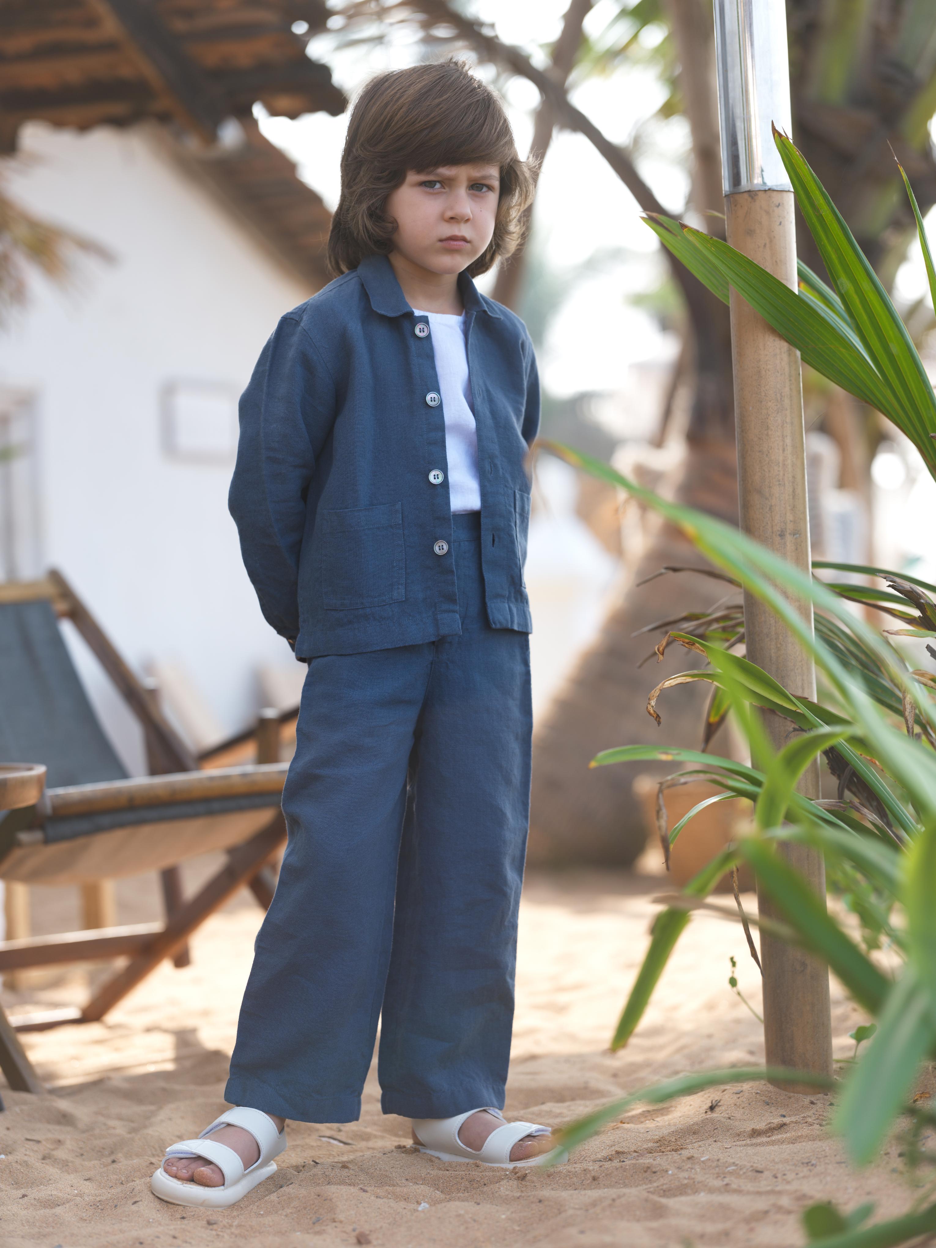 Boys Shacket Co-Ord Set Ash Blue