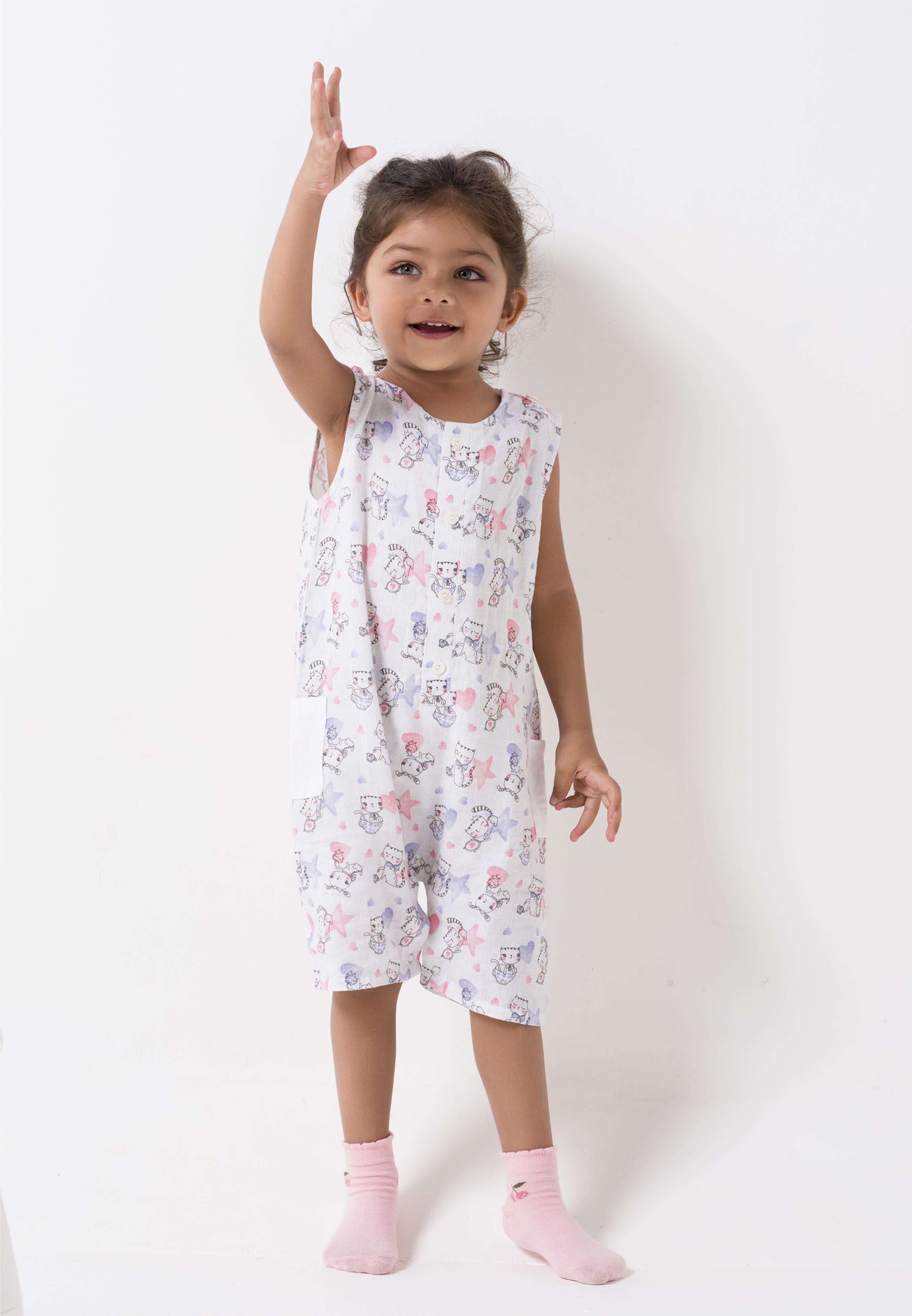 Printed Patch Pocket Romper