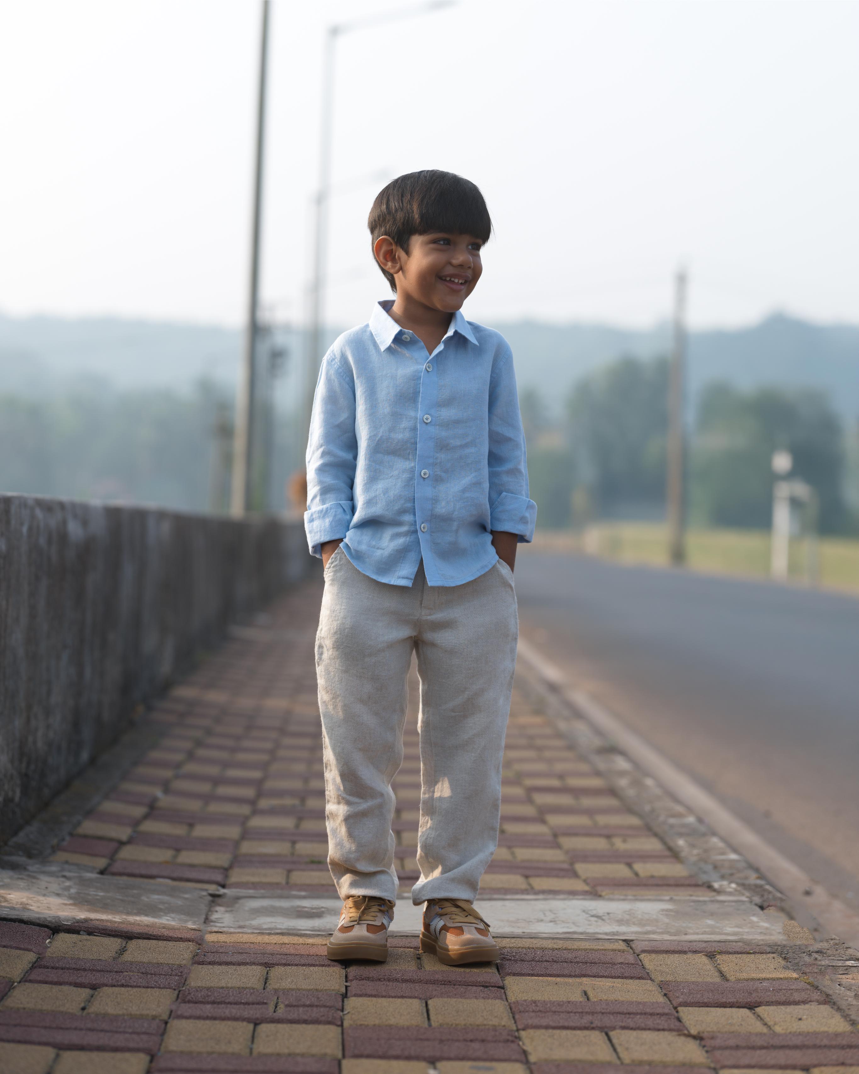 Boys Regular Collar Shirt Sky Blue