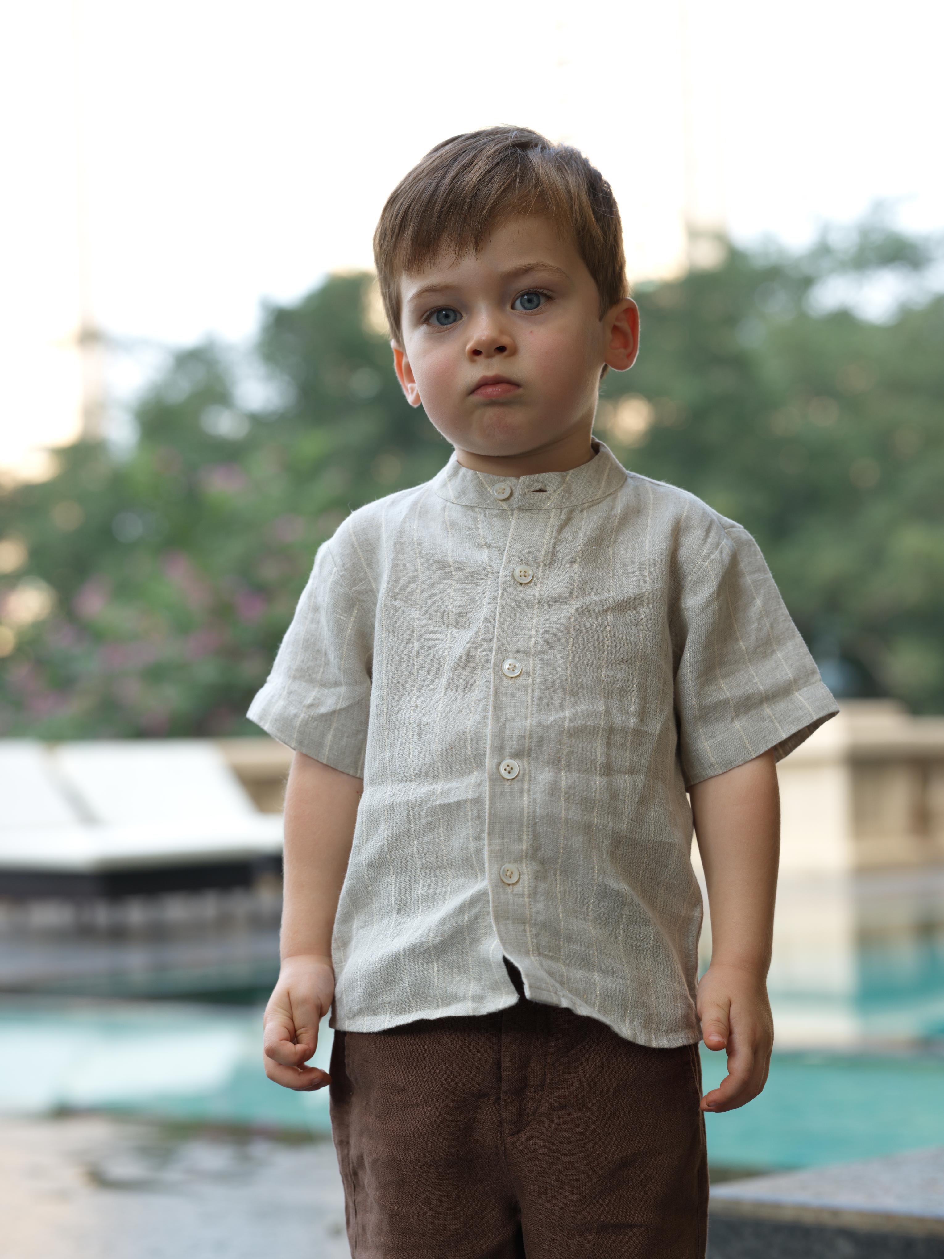 Boys Mandarin Collar Shirt Cloud Grey