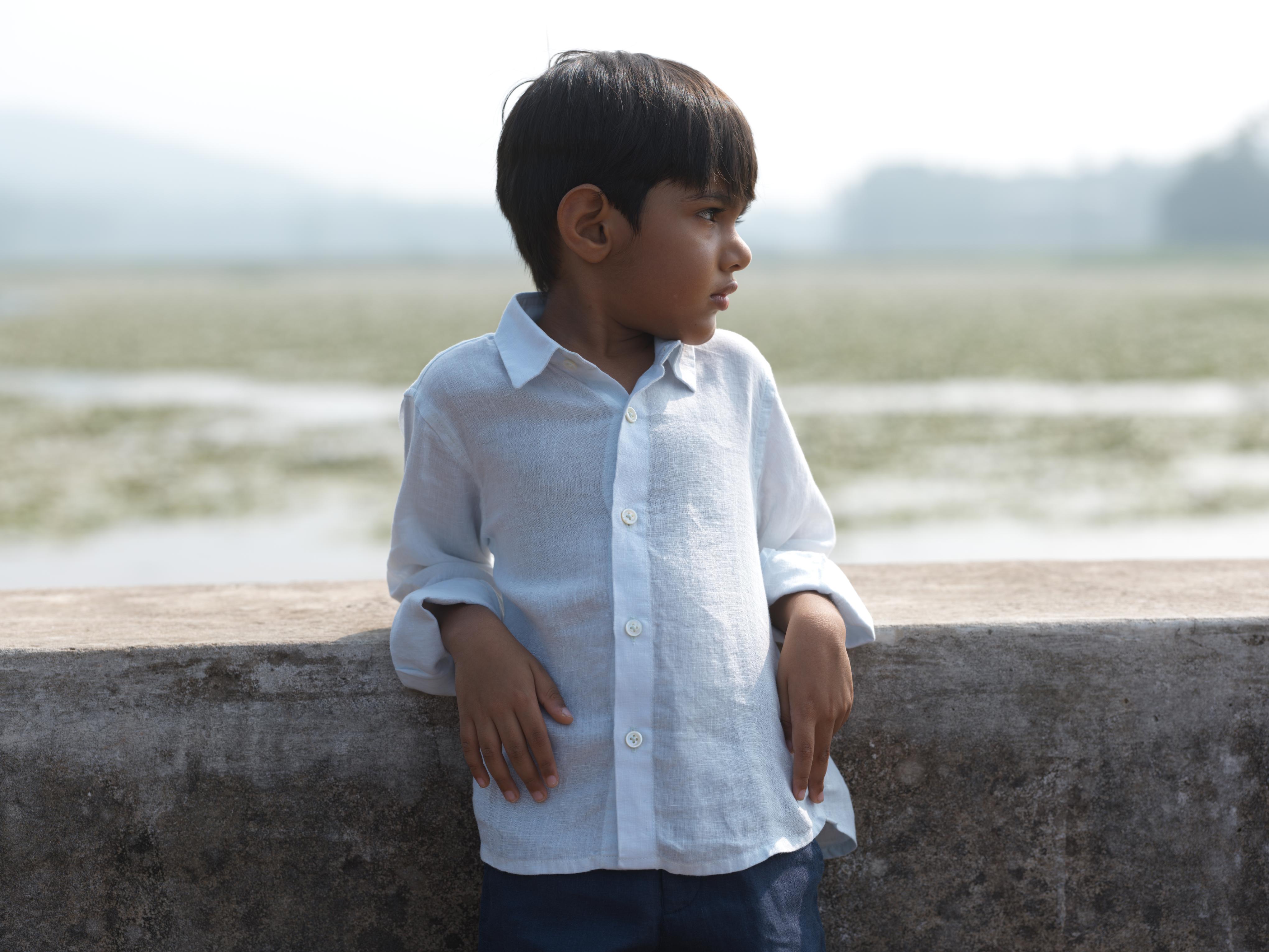 Boys Regular Collar Shirt Ice Blue