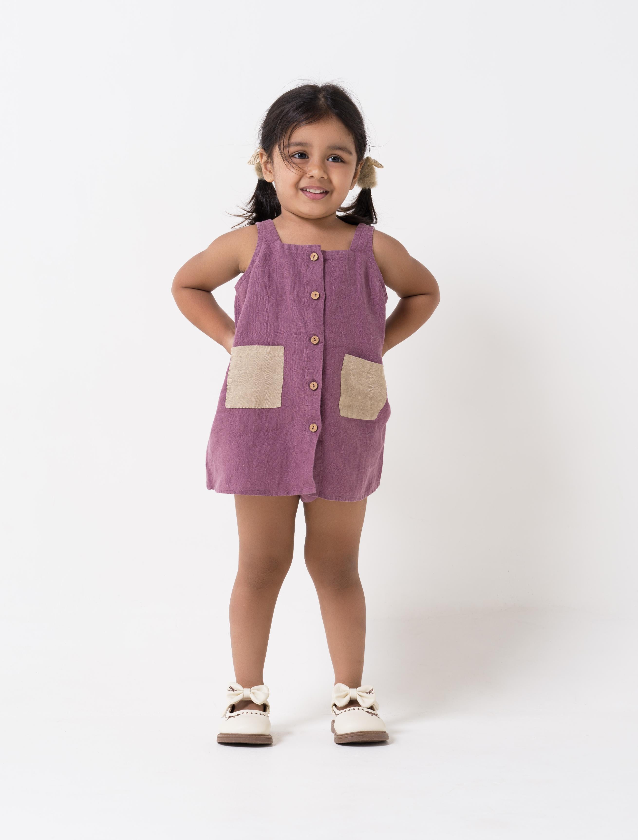 Patch Pocket Frock Twilight Purple - Pocket - Desert Sand
