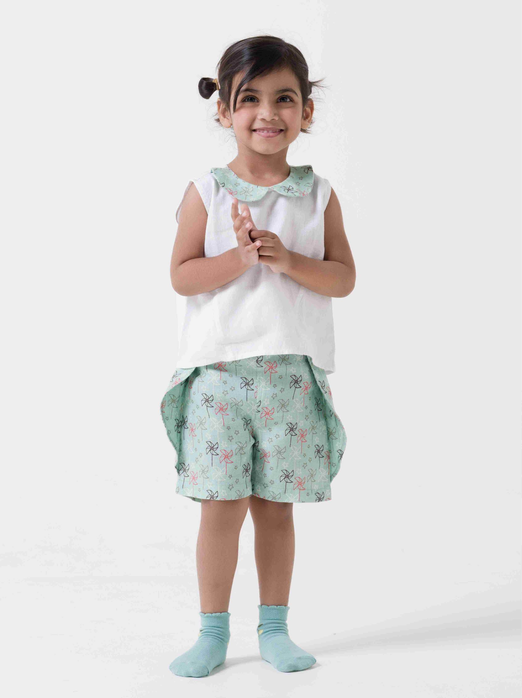 Printed Princess-Line Co-Ord Set - White