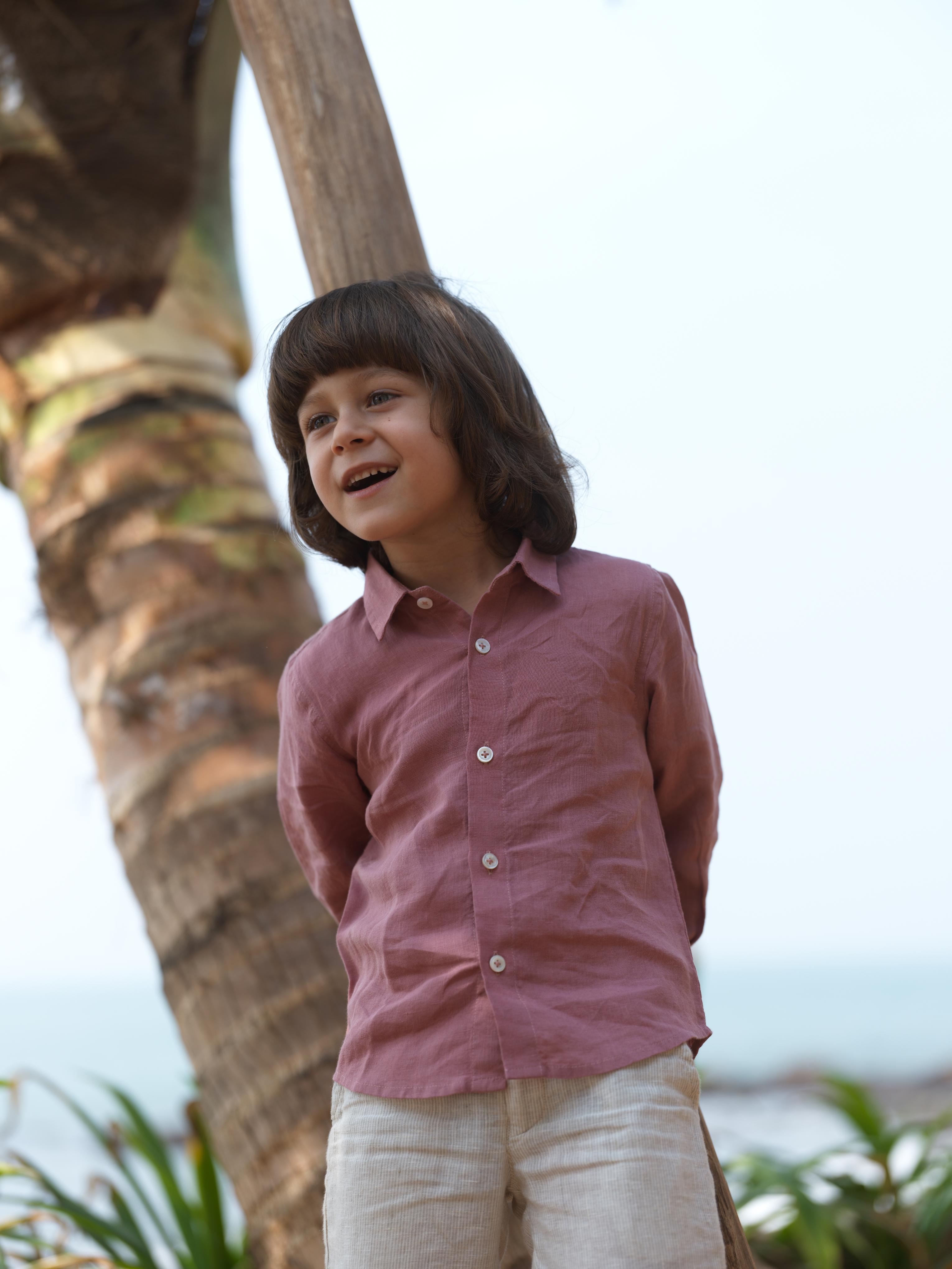 Boys Regular Collar Shirt Dusty Rose