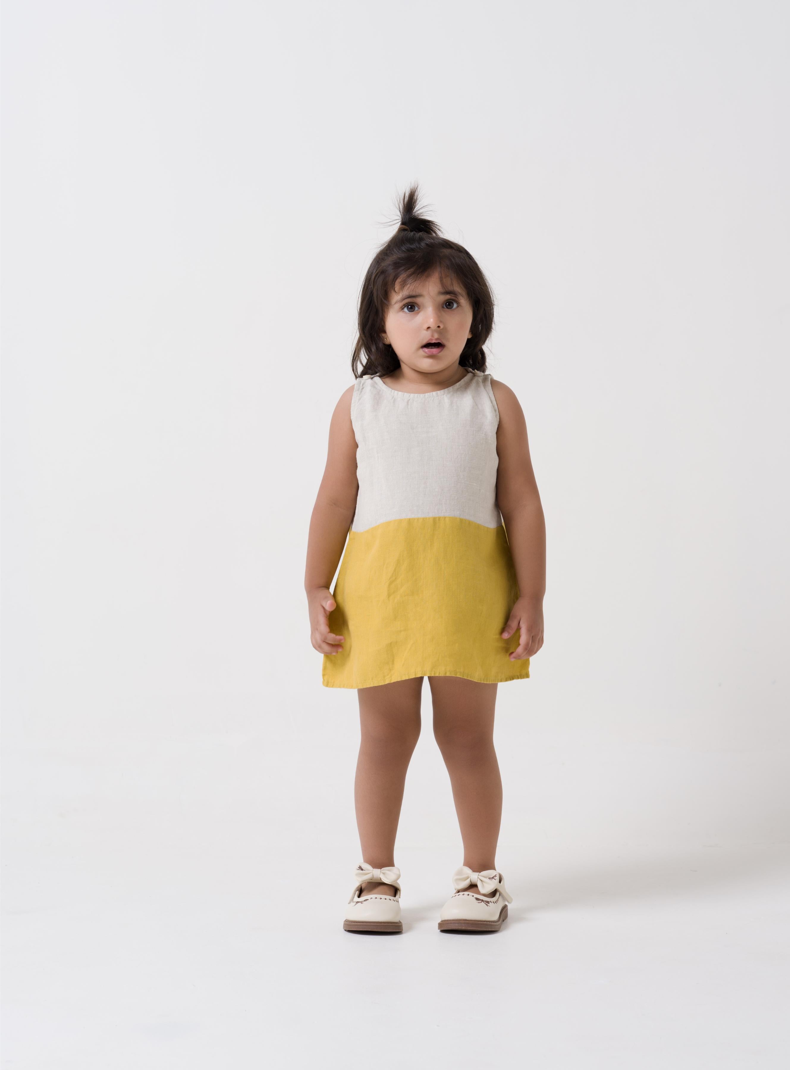 2 Colours Shoulder Button Frock