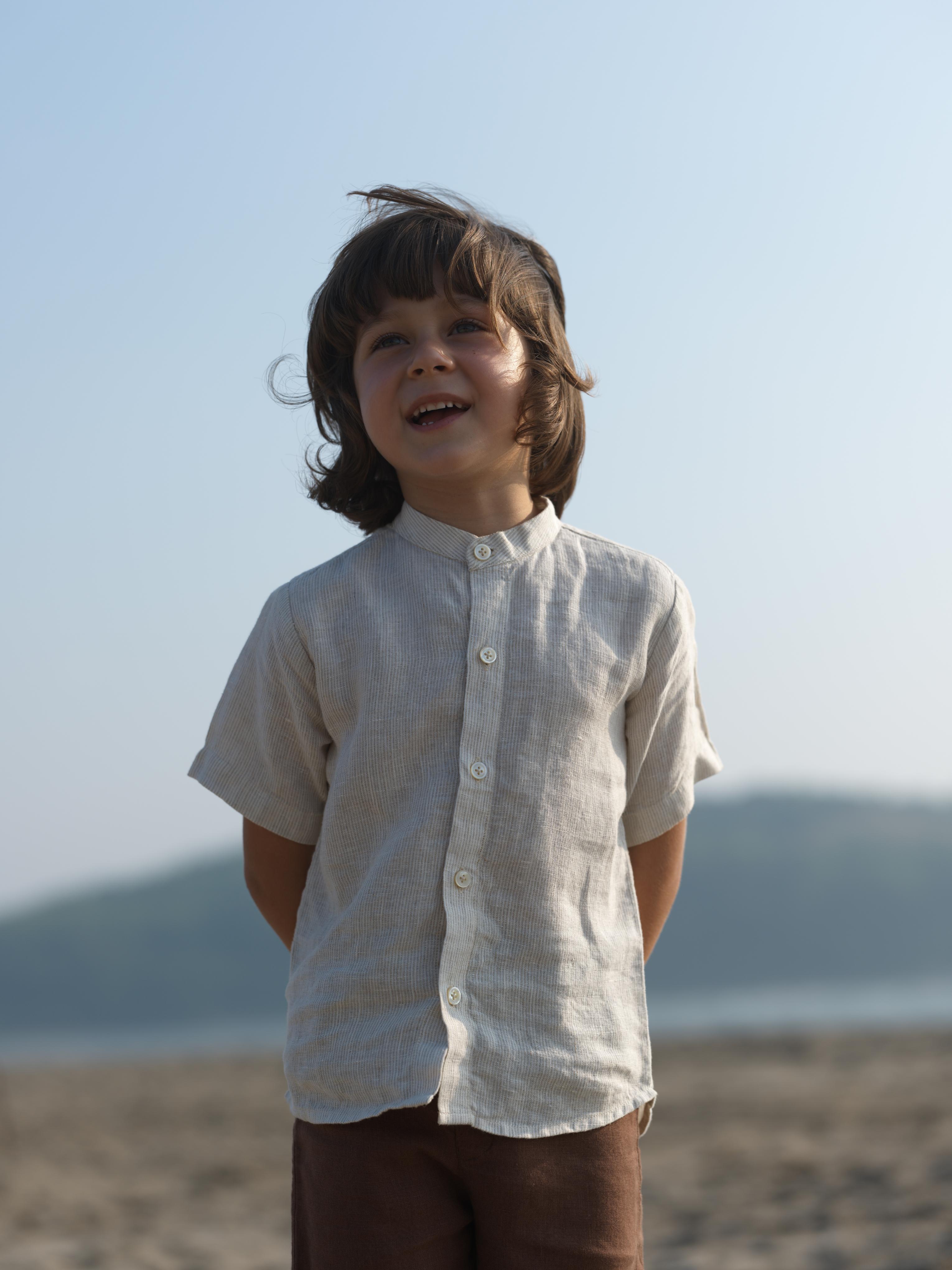 Boys Mandarin Collar Shirt Fade Fine