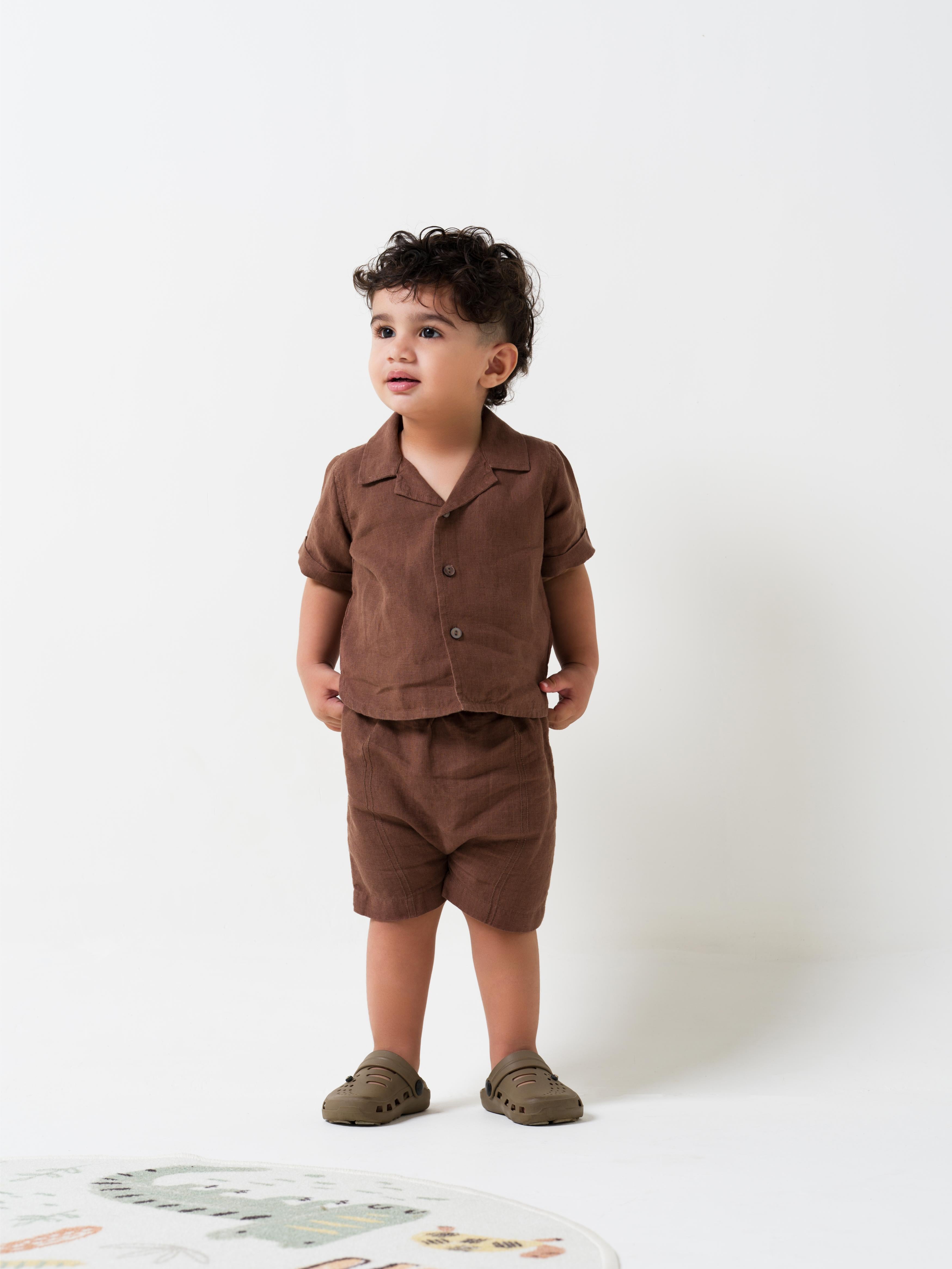 Cuban Collar Co-ords Set Walnut