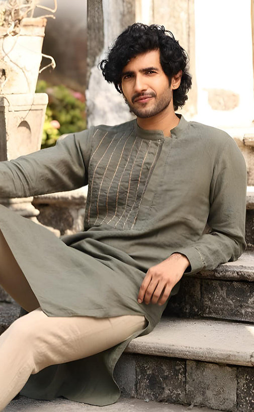 Mandarin Collar Pale Sunshine Shirt