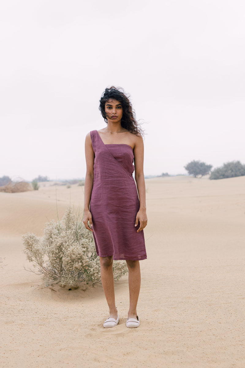 2 piece one shoulder dress - Chi Linen