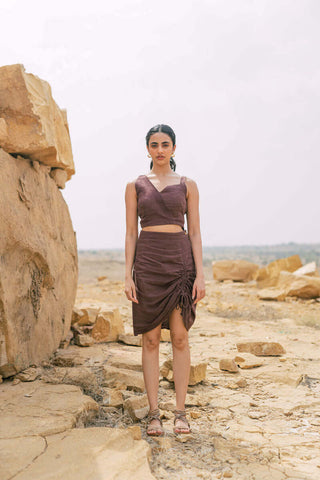 Drawstring skirt with bustier top - Chi Linen