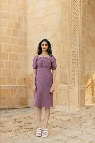 Puff sleeve casual dress - Chi Linen