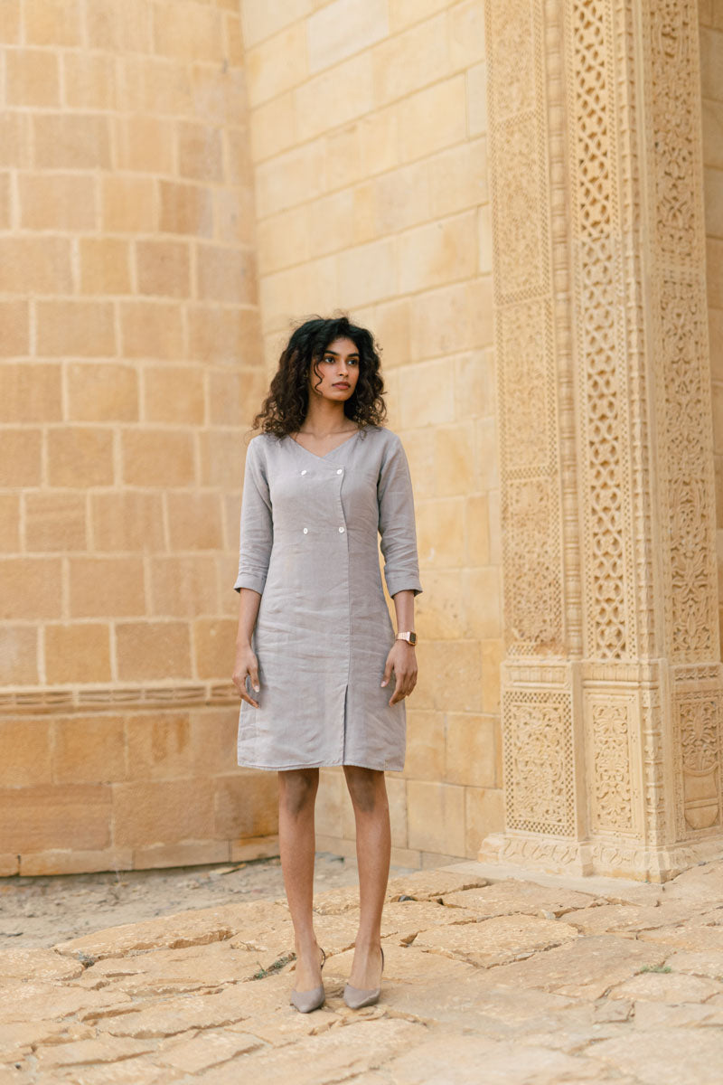 Four button Dress - Chi Linen