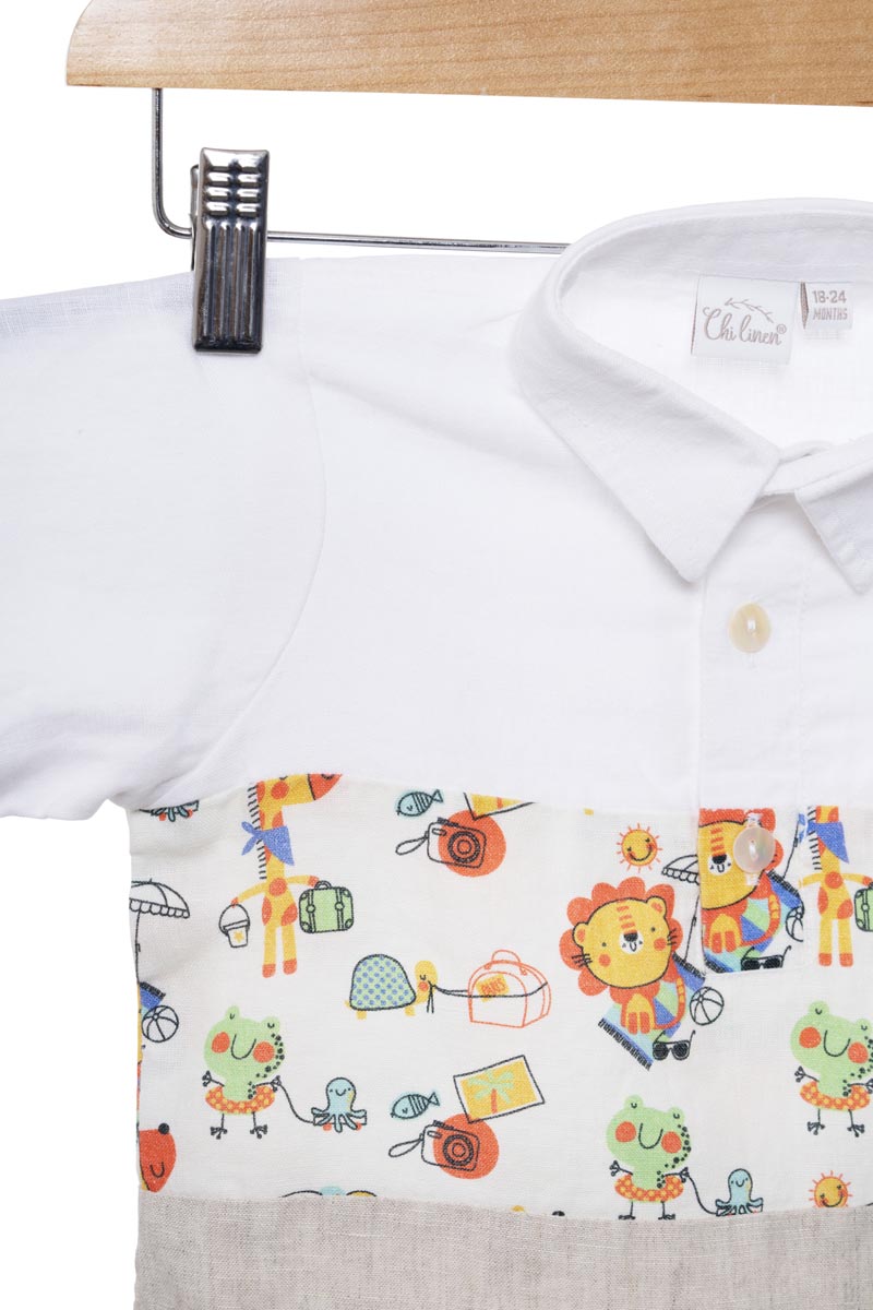 Printed Polo Collar Shirt Set