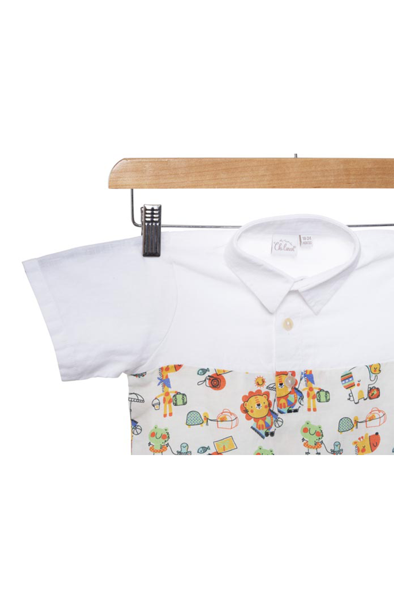 Printed Polo Collar Shirt Set