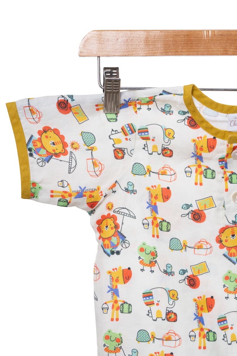 Printed Drawstring Shirt & Shorts Set