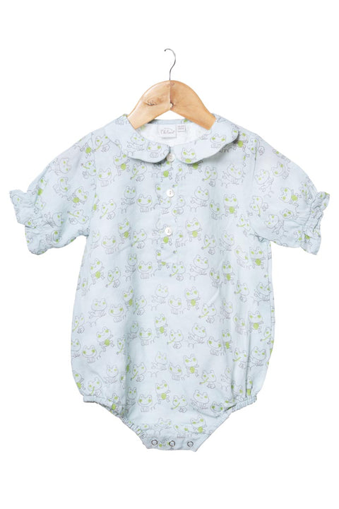 Printed Puff-Sleeve Romper