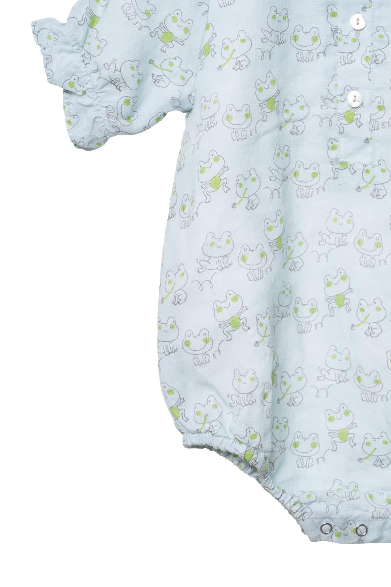 Printed Puff-Sleeve Romper