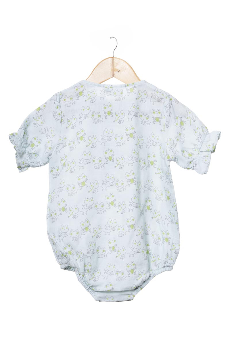 Printed Puff-Sleeve Romper