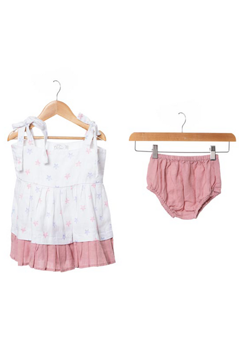 Printed Tie-Up Ribbon Dress