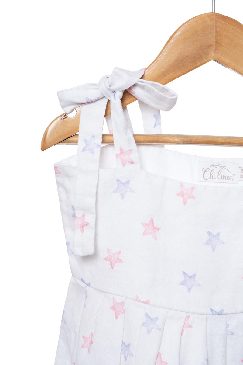 Printed Tie-Up Ribbon Dress