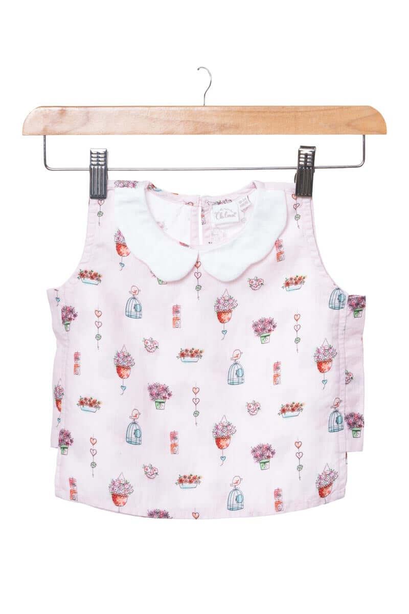 Peter pan collar top & skorts set
