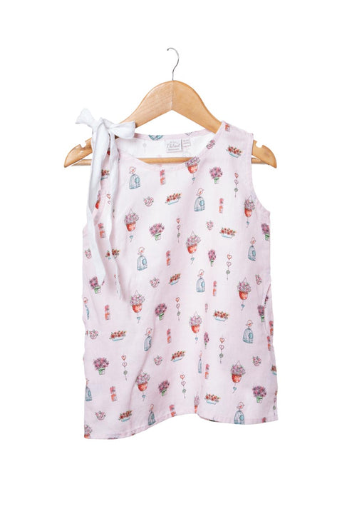 Printed One-Shoulder Tie-Up Dress