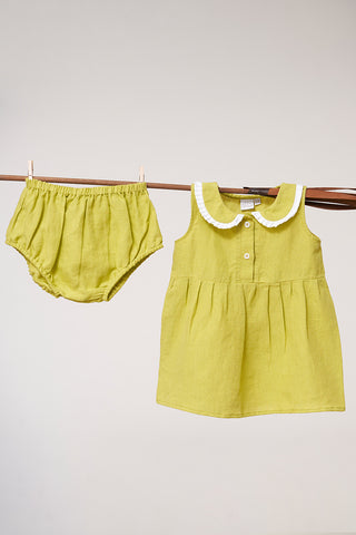 Pleated Collar Frock - Chi Linen