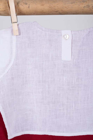 Hand-Embroidered 2 Layer Puff Sleeve Dress - Chi Linen