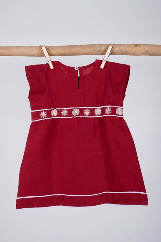 Hand-Embroidered Cap Sleeve Dress - Chi Linen