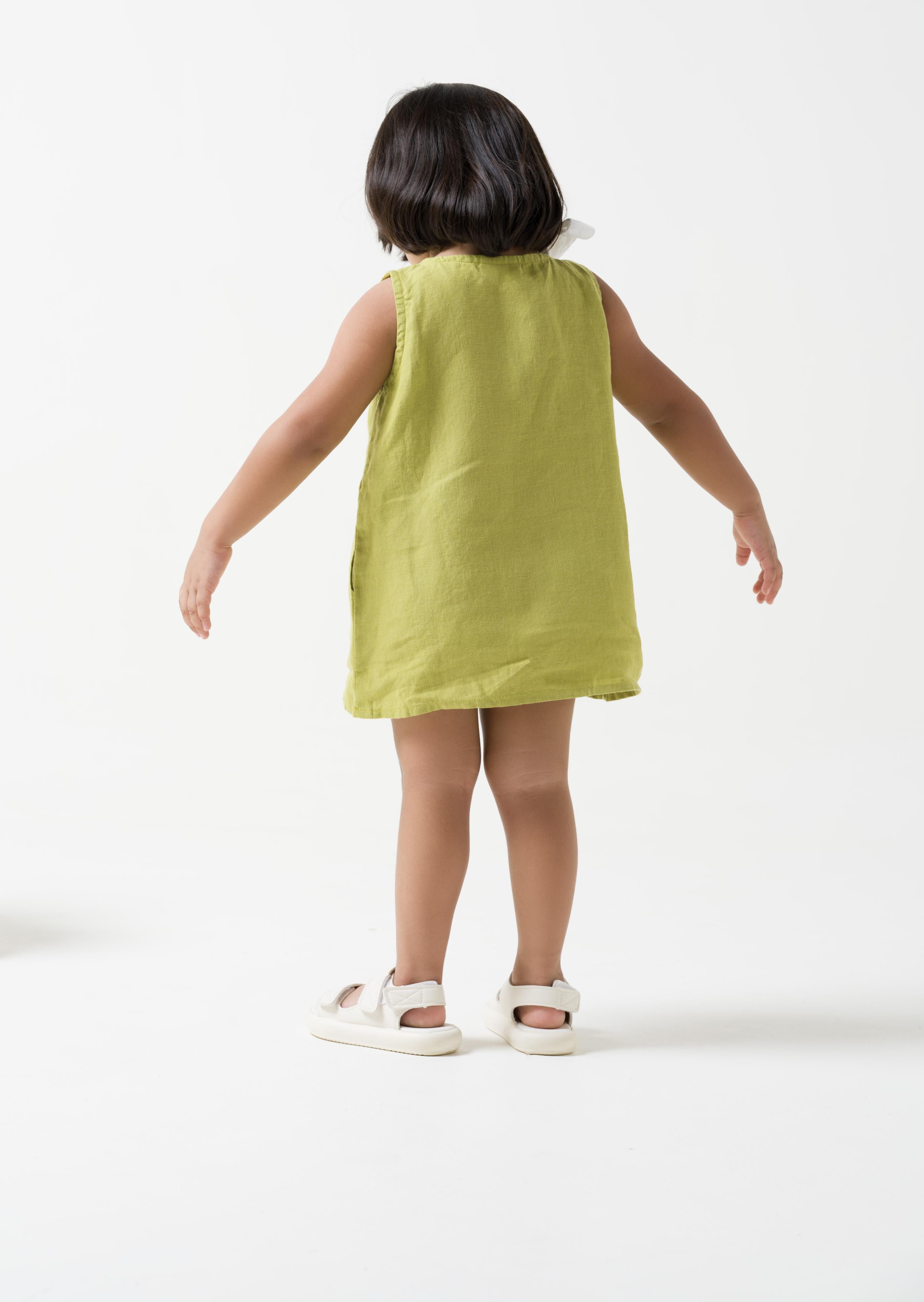 One Shoulder Tie-up Frock Kiwi Green