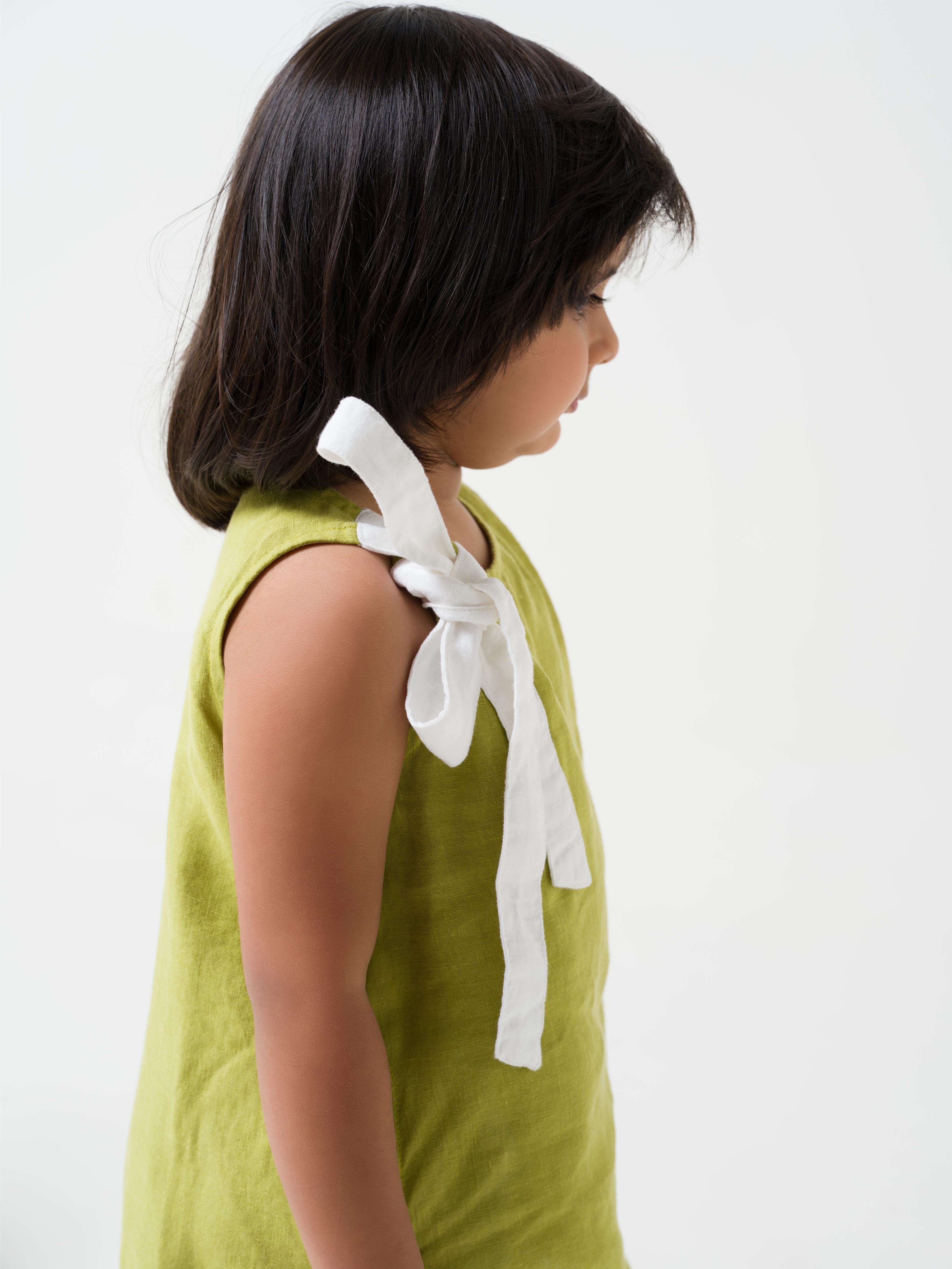 One Shoulder Tie-up Frock Kiwi Green