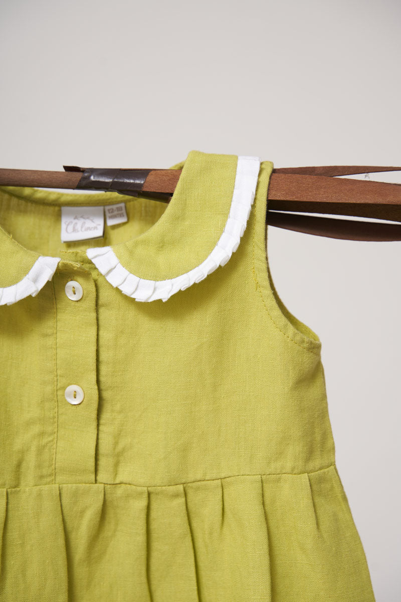 Pleated Collar Frock - Chi Linen