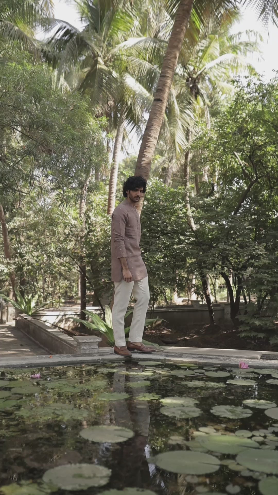 Brown Hand-Embroidered Short Kurta Set