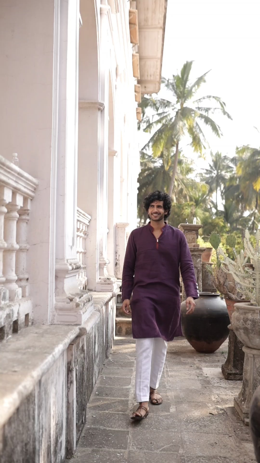Purple Piping Kurta Set