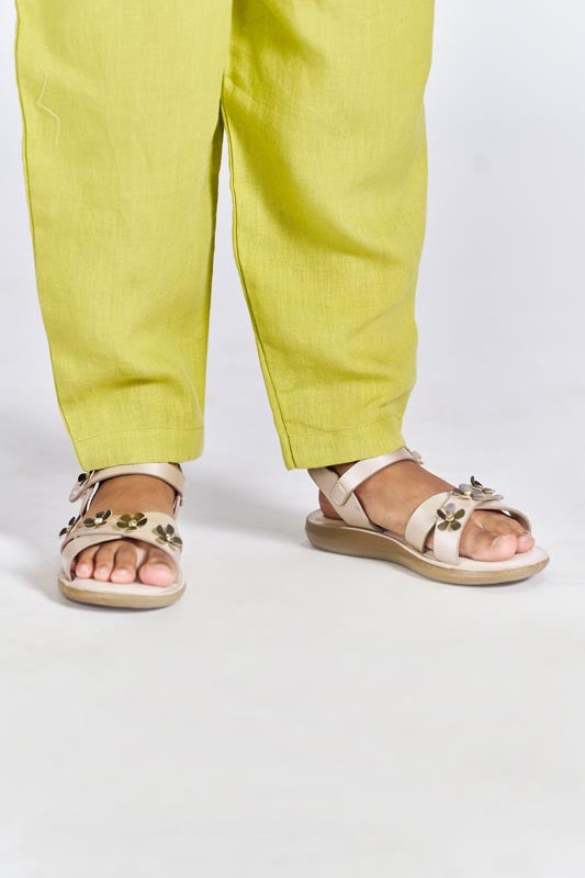 Lime Green Floral Embroidered Set - Chi Linen