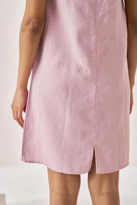 Sleeveless Box Pleat Dress Cameo Pink - Chi Linen