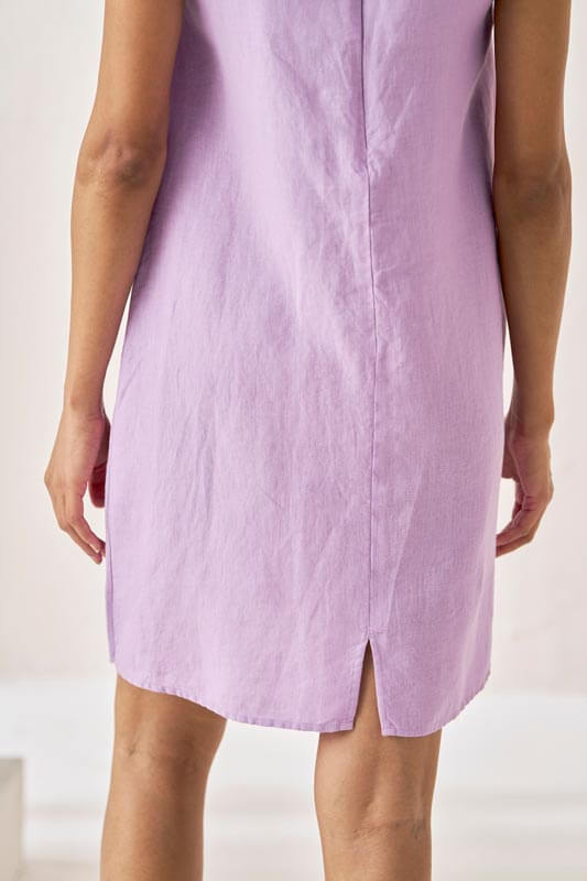 Sleeveless Box Pleat Dress Lavender - Chi Linen