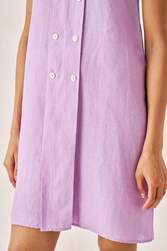 Sleeveless Box Pleat Dress Lavender - Chi Linen