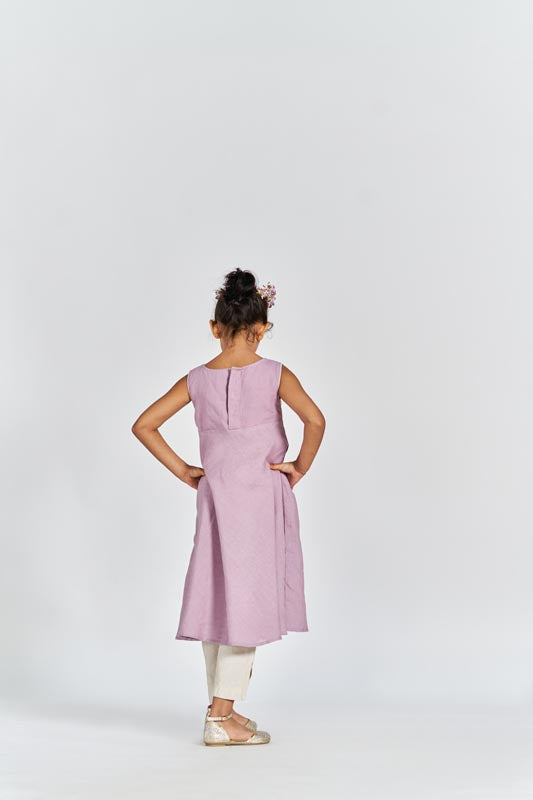 Pink Flared Kurta Set - Chi Linen