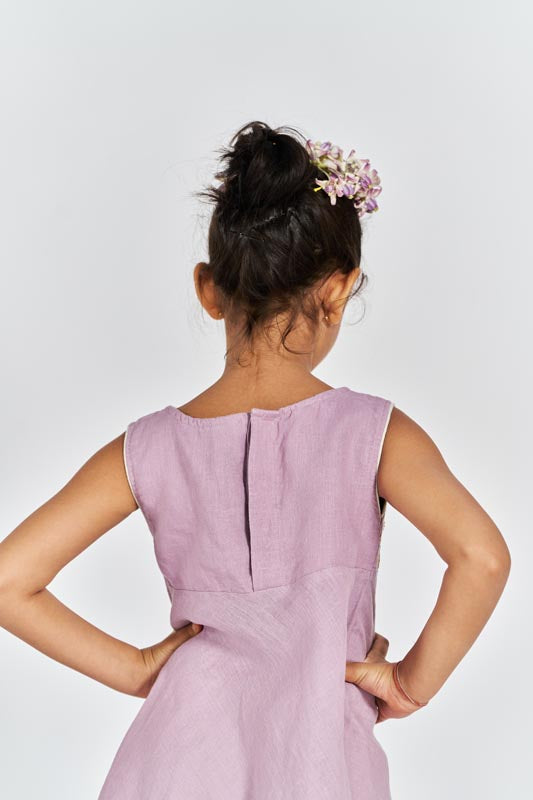 Pink Flared Kurta Set - Chi Linen
