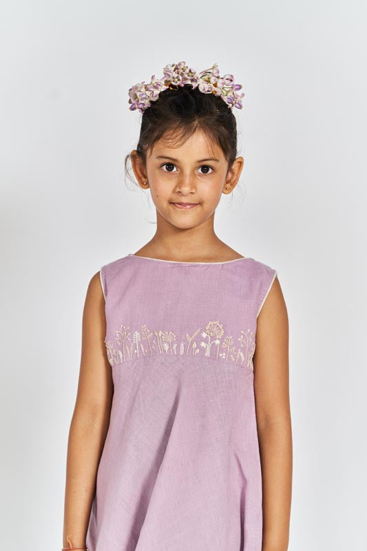 Pink Flared Kurta Set - Chi Linen