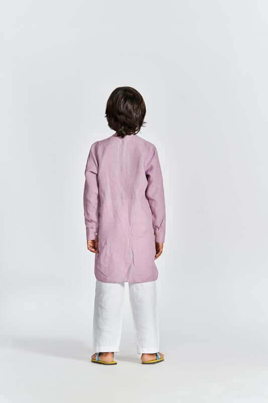 Pink Front Pleated Kurta Set - Chi Linen