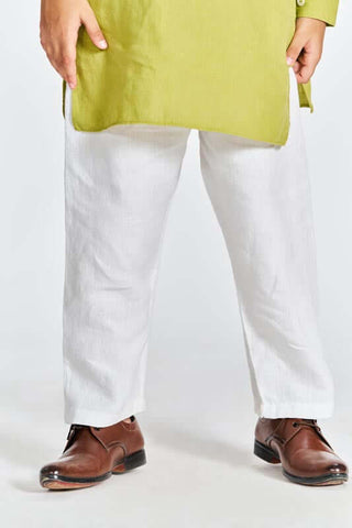Kiwi Green Stand Collar Kurta Set - Chi Linen